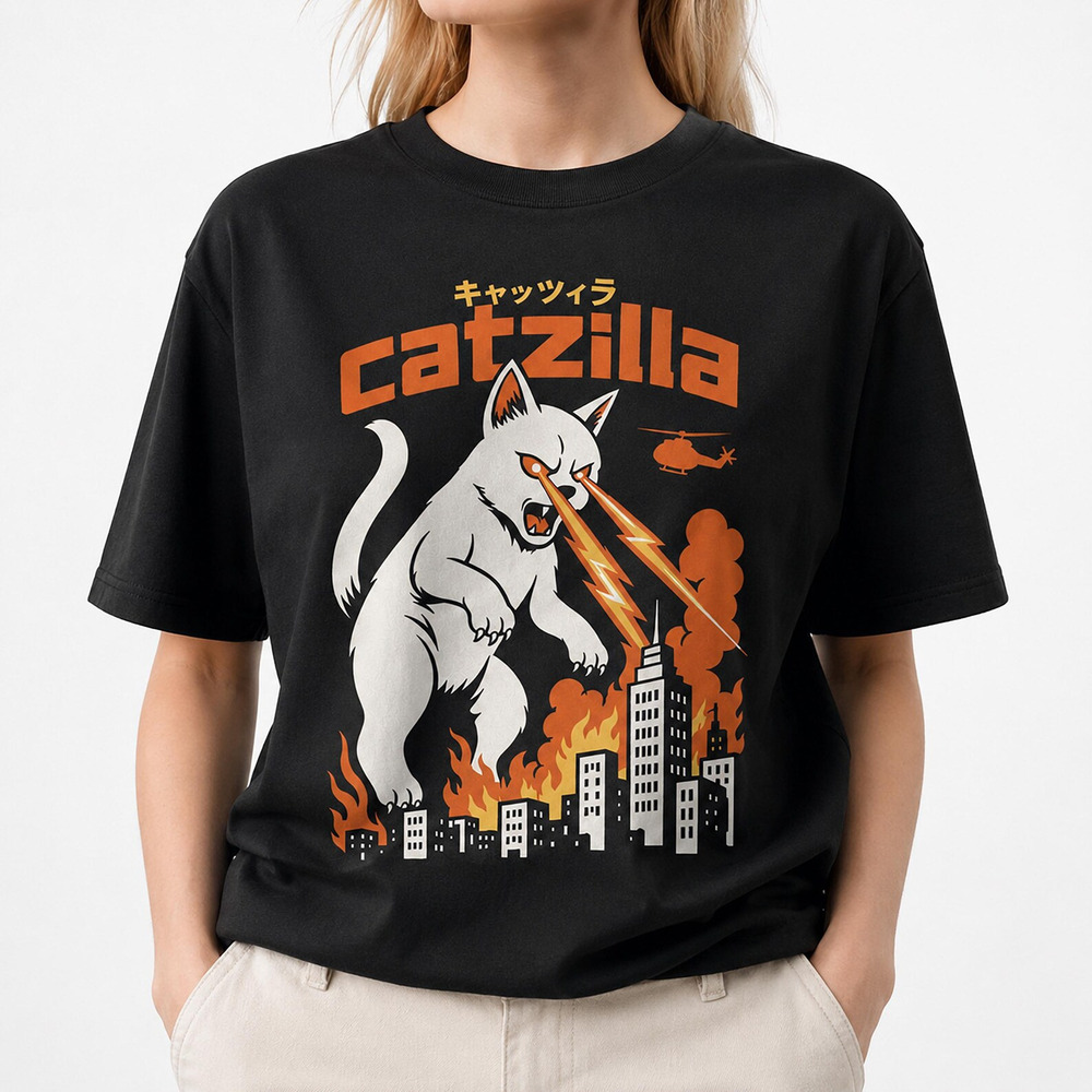 Funny Catzilla Cat Graphic T Shirt, Cat Lover Gift